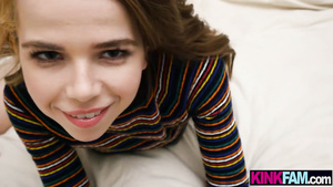 Jealous stepbrother blackmails his 18-year-old stepsister