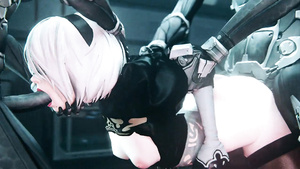 A big boobed girl gets fucked by robots. 3D porn. Full clip.