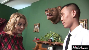 irresistible blond hair lady gets an asian boner