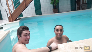 HUNT4K. Cuckold doesn’t know his lovely dark haired lady...