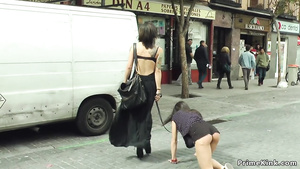 Bitch treated like a dog in public
