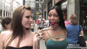 Slave takes bondage tour in public