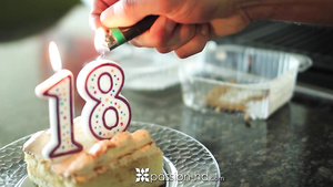 18 year old blonde Cassidy Ryan gets licked and fucked hard on birthday