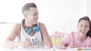 Sexy teen girl and her boyfriend fuck with horny MILF