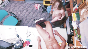 Small tit teen Dolly Leigh dickriding older security guy in backroom