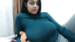 Busty exotic Arab with big naturals solo on webcam