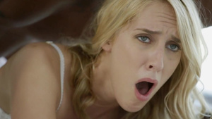 Blonde milf in sexy white lingerie cums on massive black cock