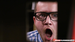 Aria Alexander enjoys hot interracial FFM threesome fuck at office