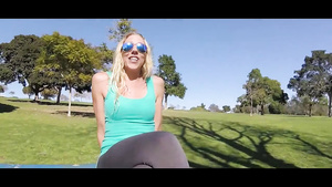 A walk in the park with a frisky cougar ends with massive ejaculate - home made