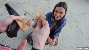 Skinny teen Alyssa Reece fucks outdoors to earn money