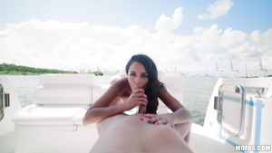 Spicy brunette Vienna Black enjoys fucking on a boat
