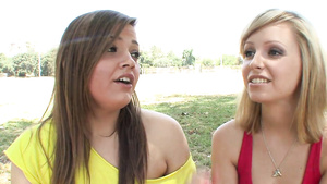 Gorgeous teen lesbians licking in sixty nine position