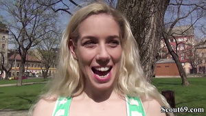 German Scout - Skinny Squirt 18-Years-Old NESTY seduce to Make Love