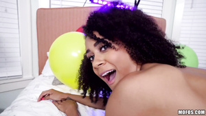 Ebony hottie works hard to get interracial satisfaction