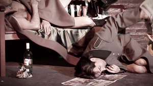 Sexy long haired policewoman blows and fucks homeless dudes