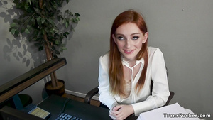 Blond Hair Babe Ts boss fucks redhead employee