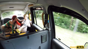 Lucky fake taxi driver enjoys crazy handjob on his working place!