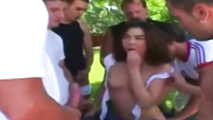 Nasty teen Ashley Blue - hardcore outdoor gangbang