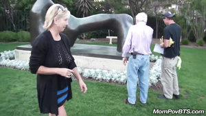 Starbucks bathroom blowjob and outside tits flashing with 40 yo mature