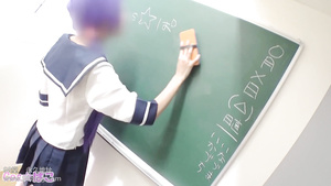 Horny teacher fingering pussy of Japanese schoolgirl