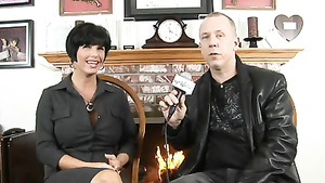 Huge boobs cougar spreads her legs for fucking on the couch