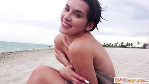 On The Beach - blowjob, pussy fingering, homemade POV sex
