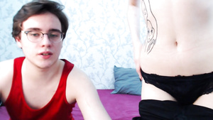 amateur webcam show with young couple of students