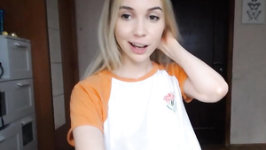 MERy tight blonde teen masturbating solo on webcam