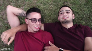 Two handsome hunks Guys in sweat pants Dario and Alexander have bareback sex