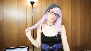 kinky young emo goth girl with purple hair - POV blowjob and sex