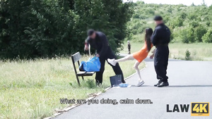 Brunette teen pleased cock with deepthroat cock sucking