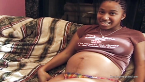 Pregnant ebony teen with hairy snatch gets fucked