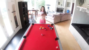 Skinny hottie jumps on her dude's cock after billiard game
