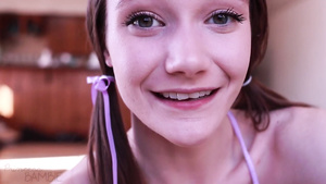 Nice amateur girl plays with thick fake dick