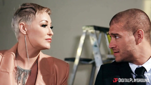 Horny slut Ryan Keely fucks lucky guy in the office