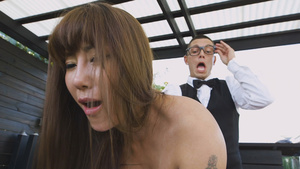 Tiffany Rain seduces handsome waiter for hardcore fuck
