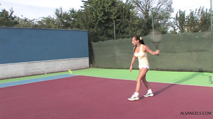Hot naked girl likes to play tennis