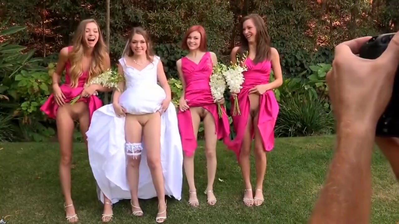 Bride and bridesmaids flashing pussy