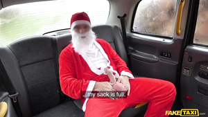Horny Santa with a big dick fucks two whorish elfs in his car