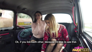 Gorgeous taxi driver gets involved into a lesbian threesome