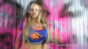 Busty Supergirl Danni Levy cosplay fetish solo