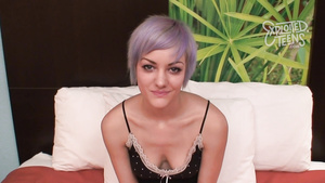 Purple-haired Goth 18-Years-Old Blowing a Supersized Big Beautiful Woman Male Pole