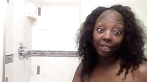 Taking a shower.