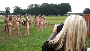 Naked at festival outdoor