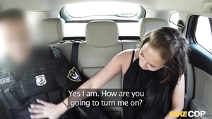 A flirty lady can't help but wants to have sex with a policeman.