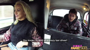 A female taxi driver gets her unshaven cunt drilled in the backseat