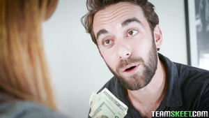 Ginger girl Miley Cole spreads legs wide for exciting cunnilingus