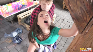 Beautiful bimbo enjoys getting fucked in standing position