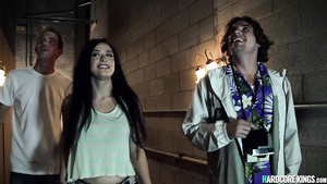 Dude fucks large-bosomed darkhaired babe babe