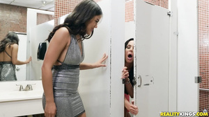 Kendra Lust and Kendra Spade getting fucked in public toilet